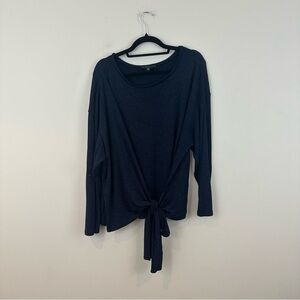 Eloquii Navy Sparkle Faux Wrap Tie-Front Long Sleeve Top Size 22/24 Women's